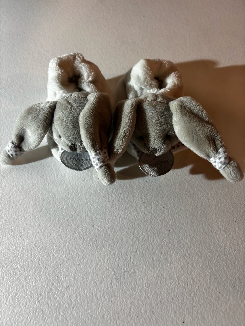 Plush Gray Baby Bunny Booties - Kids Shoes